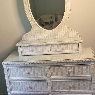 Henry Link Wicker Dresser with Vanity Mirror