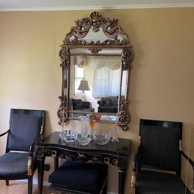 Beautiful mirror ,
Console table that opens to a large table 