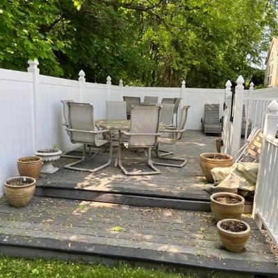 Outdoor octagon table , ceramic pots & planters 