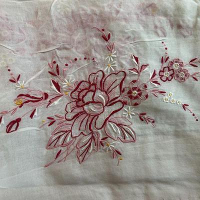Embroidery on vintage tablecloth