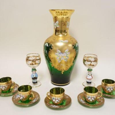 1243	BOHEMIAN GLASS LOT INCLUDING APPROXIMATELY 14 IN HIGH VASE
