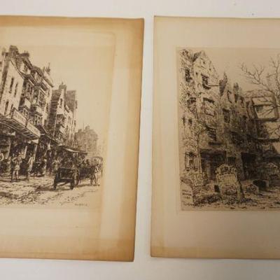 1034	2 ANTIQUE ENGRAVINGS ERNEST GEORGE, EACH APPROXIMATELY 10 1/2 IN X 14 1/2 IN
