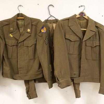 1173	LOT OF 3 US ARMY IKE FIELD JACKETS, SIZE 36S, 38 R, & 38T
