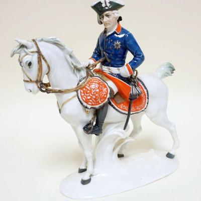 1128	KARL ENS LARGE PORCELAIN FIGURE OF SOLDIER ON A HORSE, APPROXIMATELY 13 1/2 IN HIGH
