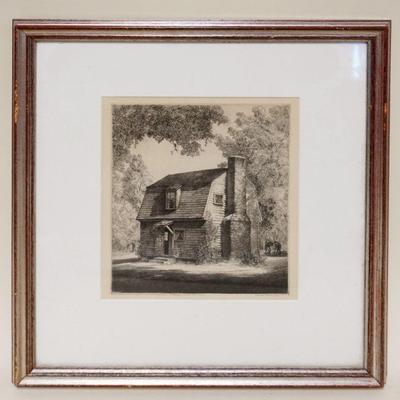 1051	LOUIS ORR SIGNED ENGRAVING OF PRESIDENT ANDREW JOHNSONS BIRTHPLACE, APPROXIMATELY 15 1/2 IN X 19 IN OVERALL

