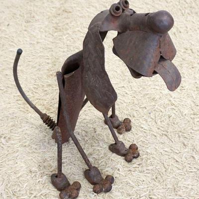 1105	FOLK ART METAL DOG SCULPTURE, APPROXIMATELY 16 IN X 21 IN X 23 IN HIGH
