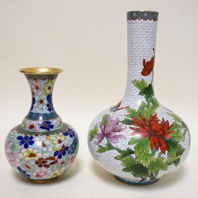 1228	2 CLOISONNE VASES, LARGEST APPROXIMATELY 13 IN HIGH
