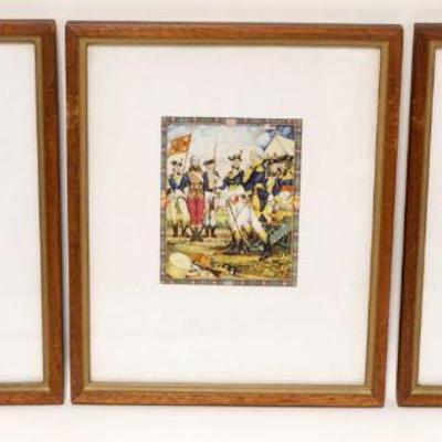 1037	3 FRAMED COLORED PRINTS DEPICTING SCENES FROM THE AMERICAN REVOLUTION, EACH APPROXIMATELY 9 IN X 11 IN OVERALL, ARTHUR SZYK
