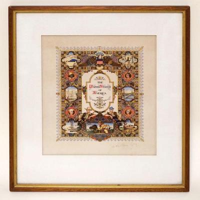 1143	ARTHUR SZYK THE UNITED STATES OF AMERICA SIGNED, APPROXIMATELY 13 1/2 IN X 15 1/2 IN OVERALL
