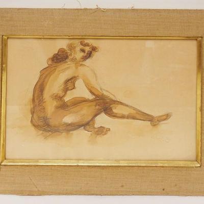 1038	CHAIM GROSS SIGNED PENCIL & WATERCOLOR, APPROXIMATELY 15 IN X 18 1/2 IN OVERALL
