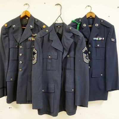 1179	LOT OF 3 US MILITARY COATS, AIRFORCE INCLUDES SIZE 44R, 38E, & 39R
