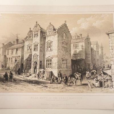 1032	ANTIQUE ENGRAVING ENGLISH 1850, G HAWKINS, G PICKERING *PLAS MAWR OR THE GREAT MANSION, APPROXIMATELY 10 IN X 12 1/2 IN OVERALL
