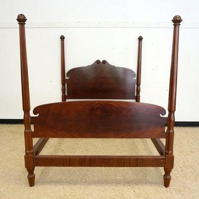 1080	ANTIQUE FLAMED MAHOGANY FULL SIZE 4 POSTER BED, APPROXIMATELY 65 IN HIGH
