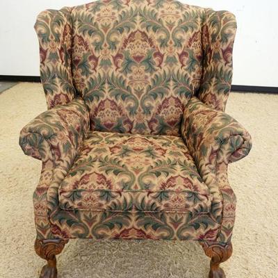 1101	CRAFTMASTER BALL & CLAW FOOT WING BACK CHAIR
