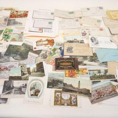 1064	LOT OF ASSORTED POSTCARDS & ENVELOPES PLUS RELATED
