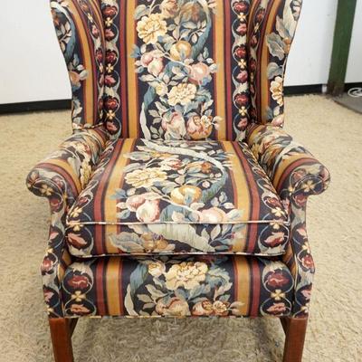 1089	UPHOLSTERED WING BACK CHAIR, SOME WEAR
