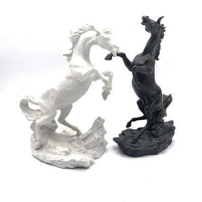 Battling Stallions - porcelain horses by Edward Hart, ht. 11 in.