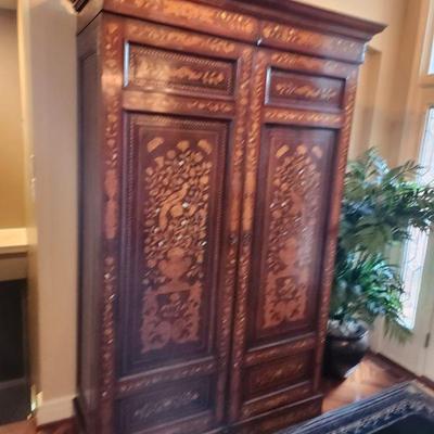1840-MOTHER OF PEARL INLAID WARDROBE