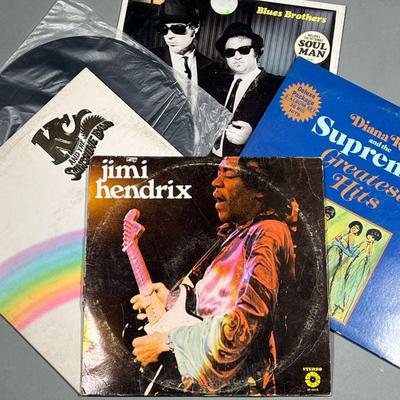(5PC) MISC. VINYL RECORDS | Vinyl record albums, including: Jimi Hendrix - Jimi Hendrix, c. 1971, Springboard (SP-4010) Santana's...