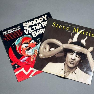 (2PC) COMEDY RECORDS | Vinyl record albums, including: Snoopy vs. the Red Baron (Peter Pan Pop Band & Singers) Steve Martin's 