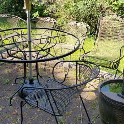 Wrought Iron Patio Set and Fountain