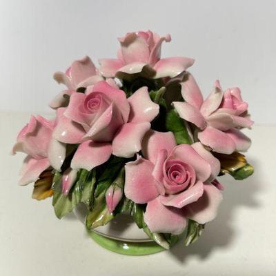 SPECTACULAR Vintage AMC Capodimonte Porcelain Rose Bowl 