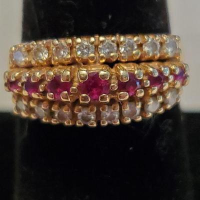 Ruby and Diamond Ring, 14 kt, 5.3 gross