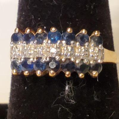 Diamond and Topaz Dinner Ring, 10k, 2.51g gross 