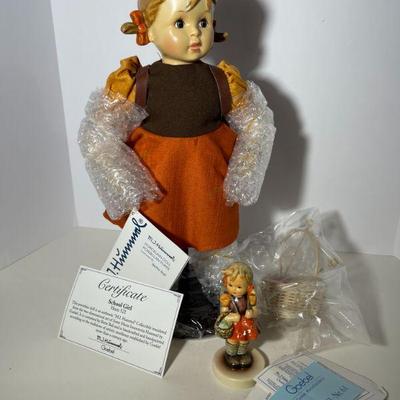 VINTAGE Hummel "SCHOOL GIRL" Porcelain Doll and Matching Figurine NEW
