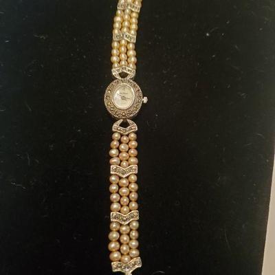Lee Sands Ladies Watch With Pearl Band