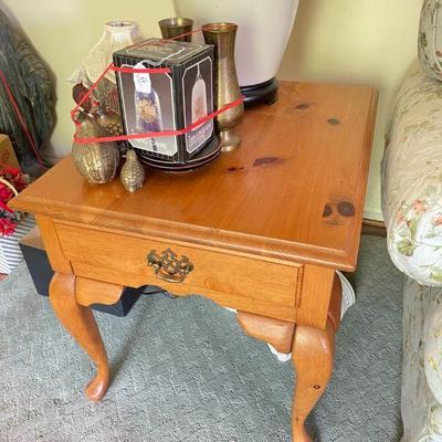 Country Cottage PINE Side Table with Queen Anne Style Legs