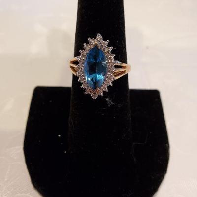 Ice Blue Topaz And Diamond Ring, 14k, 4.01g gross