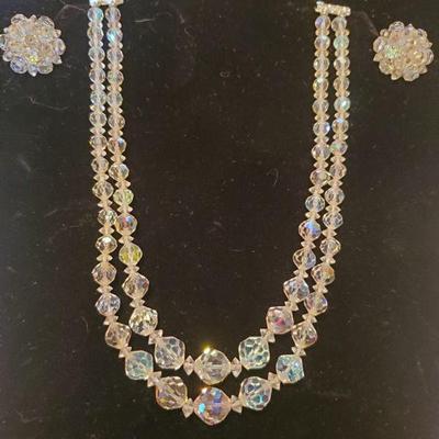 Mid-century Laguna Crystal Aurora Borealis Beaded Necklace