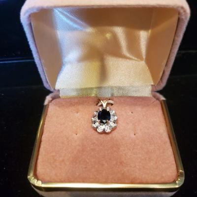 Sapphire/Diamond Pendent- 14kt, 1.2 CTTW 