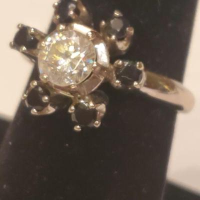 Amethyst/Quartz Ring, 10k, 5.16g gross