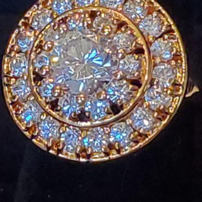 Vintage Farrah Fawcett Cocktail Ring - 925 with sparkling stones 