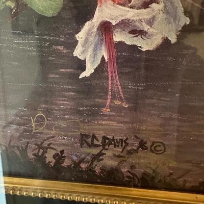 Signed Print By R.C. Davis Double matted Framing with Gold Gilt