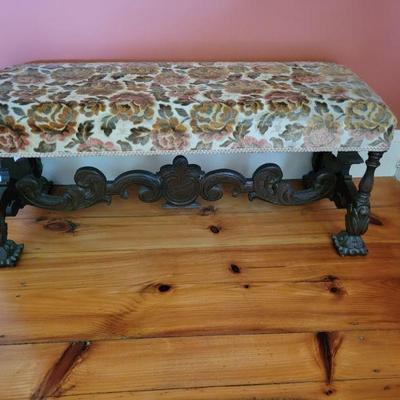 antique carved window bench