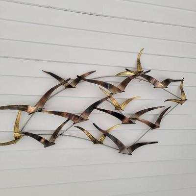 mid century brass wall sculpture birds