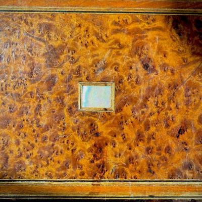 Antique French Napoleon lll inlaid table with box (box is padded for jewelry/fragiles)