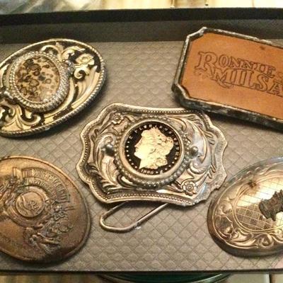 Lots of nice vintage cowboy belt buckles