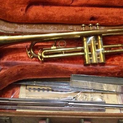 Trumpet in case