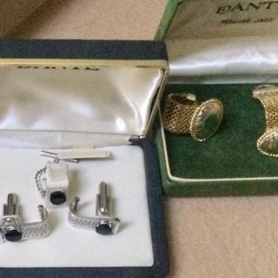 Sets of menâ€™s tie tack and cuff links