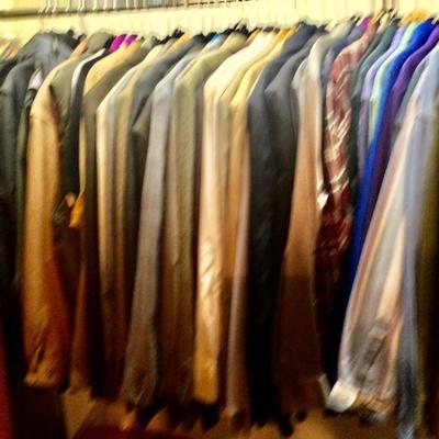 Menâ€™s dress shirts, many have original tags pots and Pyrex bakeware