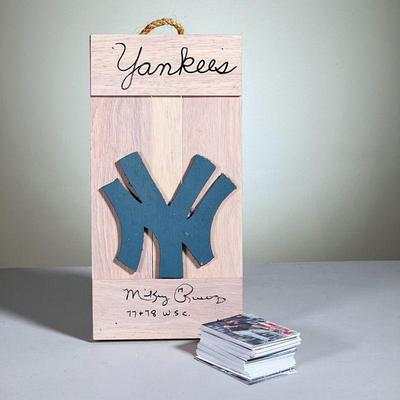 MICKEY RIVERS SIGNED YANKEE SIGN & BASEBALL CARDS | New York Yankees wooden sign signed by Mickey Rivers, 1977 & 1978 World Series...