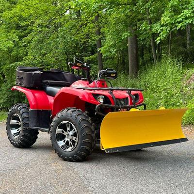 YAMAHA 4X4 BRUIN ULTRAMATIC QUAD WITH MOOSE PLOW SNOWPLOW | Yamaha Quad with an electric winch 50-inch snow plow attachment and a...