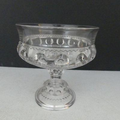 Vintage 1943-1962 Tiffin Franciscan "King's Crown Thumbprint Clear" Compote