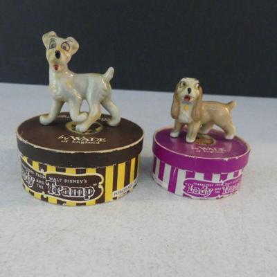 Vintage 1956 The Hat Box Series by Wade England Disney's Lady & Tramp Porcelain Figures - In Original Boxes