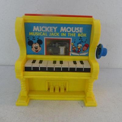 Vintage 1973 Kohner Bros. Inc. Mickey Mouse Musical Jack-in-the-Box - Plays 