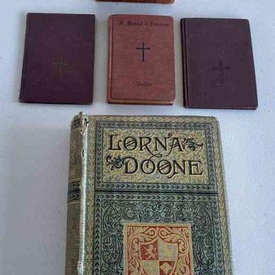 SST116 - Antique 1800s Books Bible, Lorna Doone, Devotions, Communion & More